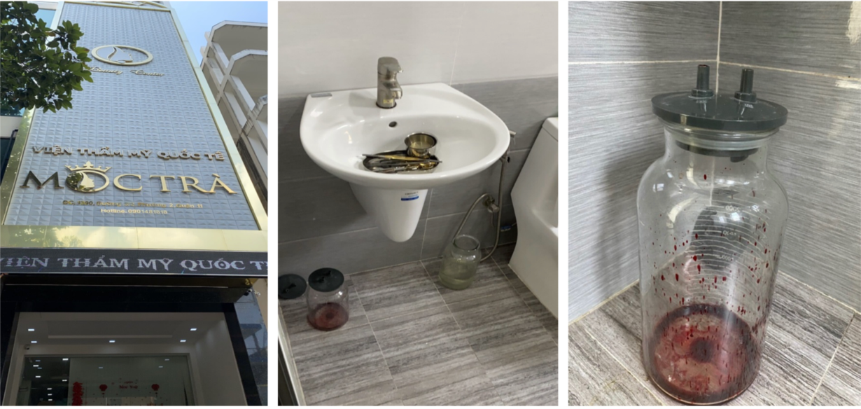 Đột kích cơ sở chăm sóc da, phát hiện bình hút dịch đầy máu ảnh 1