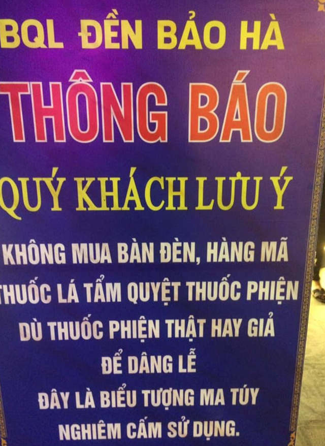 Cấm khách lễ đền Bảo Hà đưa hàng mã tẩm thuốc phiện vào đồ cúng ảnh 1