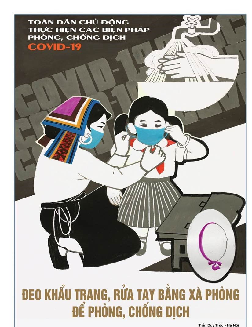 Tung tranh cổ động chống tin giả, cổ vũ đeo khẩu trang chống COVID-19 ảnh 2