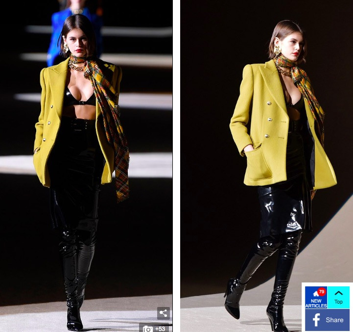 Kaia Gerber khoe ngực đầy 'bỏng mắt', catwalk quyền lực ở show Saint Laurent ảnh 4