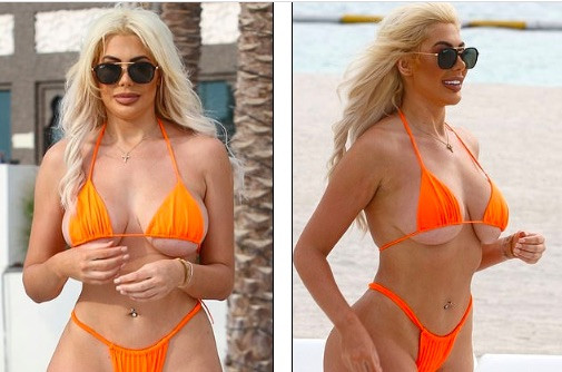 Đỏ mặt với áo tắm bé xíu lộ gần hết ngực của Chloe Ferry ảnh 10