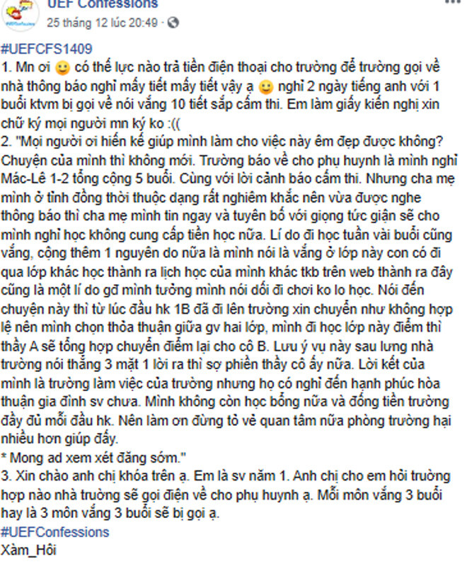 Nghỉ học quá 3 buổi, sinh viên bị trường gọi điện báo phụ huynh ảnh 1