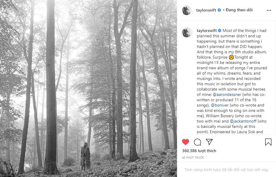 SỐC: Không thông báo trước, Taylor Swift bất ngờ “thả xích” album thứ 8 ảnh 1