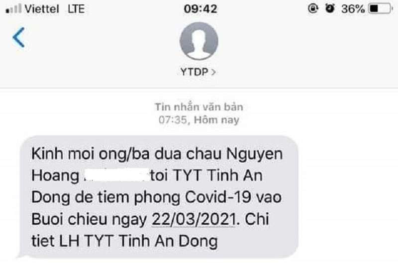Trung tâm Y tế TP Quảng Ngãi nhắn nhầm thông báo đi tiêm vắc xin ngừa COVID-19 ảnh 1