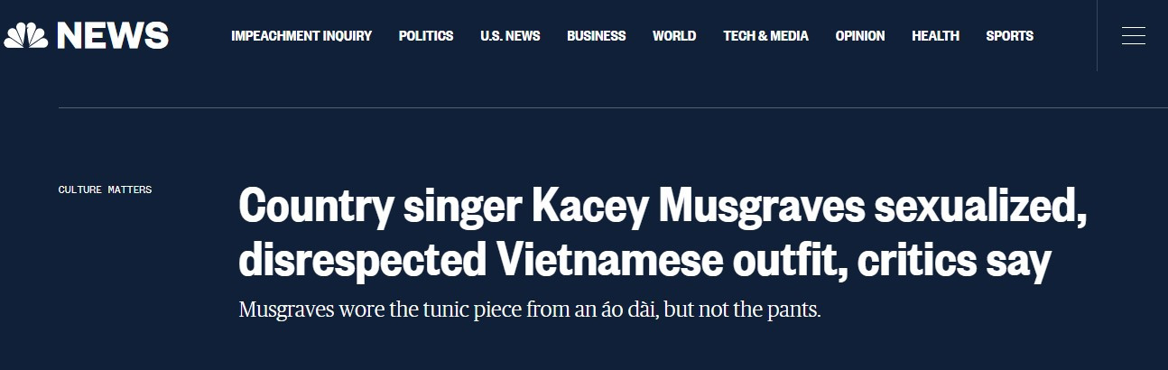 Loạt báo quốc tế uy tín chỉ trích nữ ca sĩ Mỹ mặc áo dài không quần ảnh 3