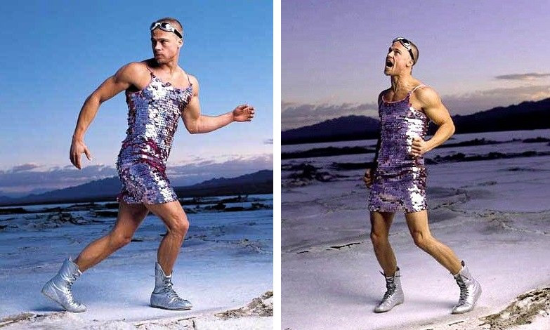 ‘Giật mình’ loạt ảnh đeo khuyên, mặc váy ngắn khoe cơ bắp của Brad Pitt ảnh 2