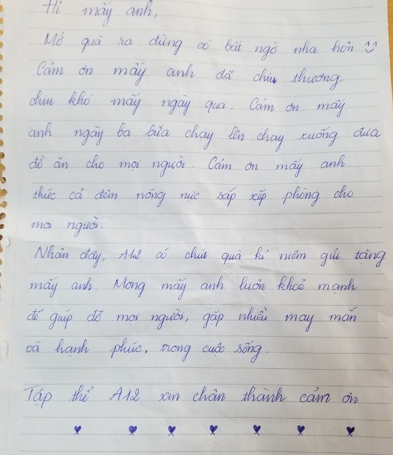 Cảm động những lá thư viết từ khu cách ly lớn nhất nước: 'Tự hào là công dân Việt Nam' ảnh 4