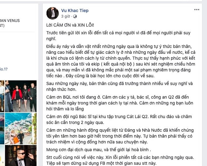 Vũ Khắc Tiệp nói gì khi nhận kết quả xét nghiệm Covid-19? ảnh 1