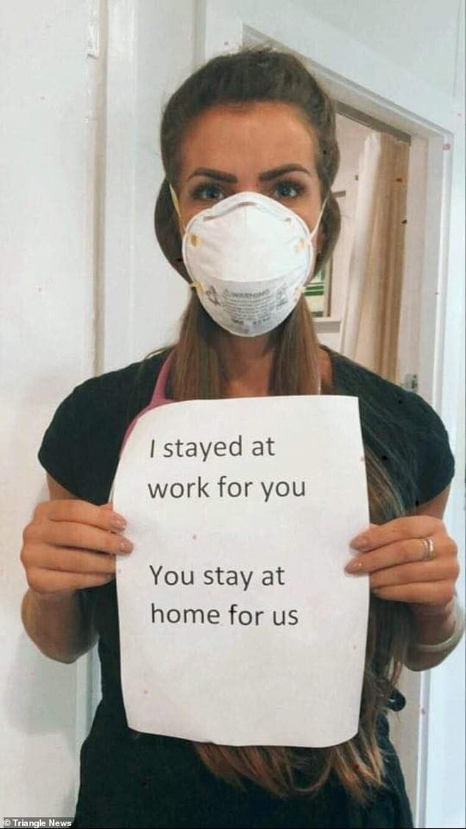 Thông điệp 'Chúng tôi đi làm vì bạn, bạn ở nhà vì chúng tôi' gây xúc động toàn cầu ảnh 4