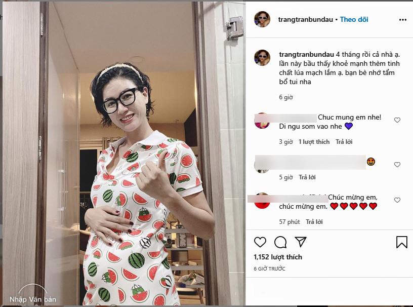 Trang Trần khoe ảnh bụng bầu 4 tháng ảnh 1