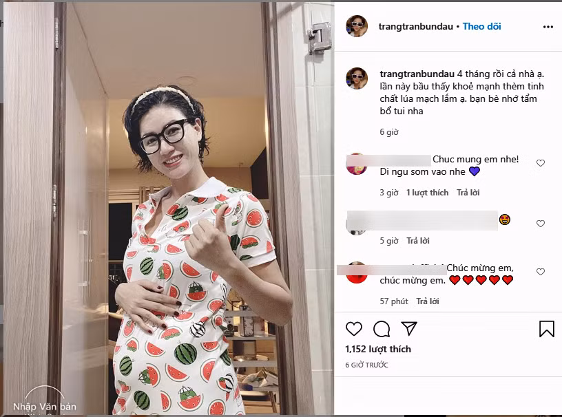 Trang Trần khoe ảnh bụng bầu 4 tháng ảnh 1