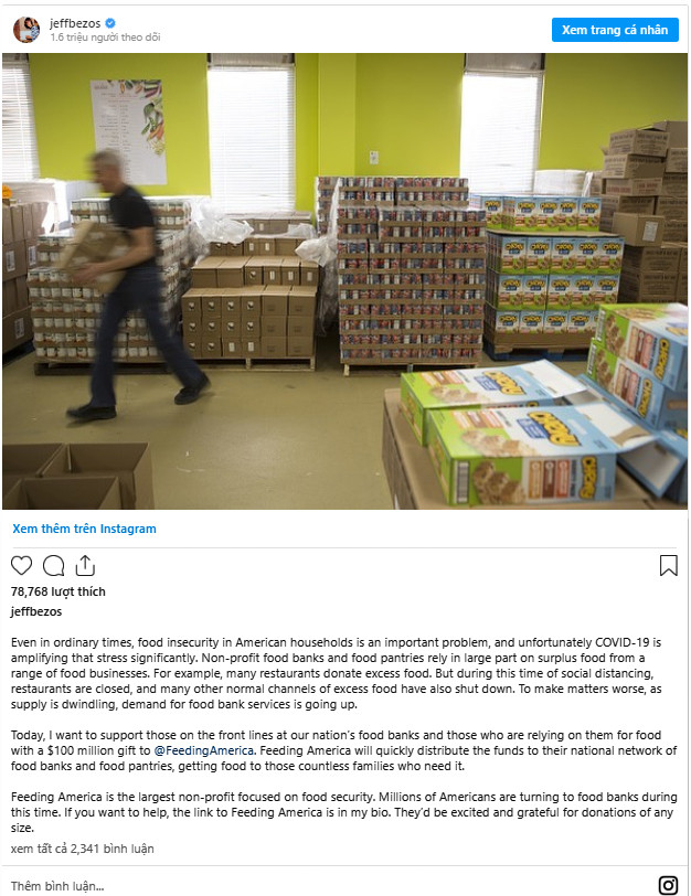 Tỷ phú Amazon ủng hộ số tiền khổng lồ để giúp người nghèo Mỹ giữa dịch COVID-19 ảnh 1