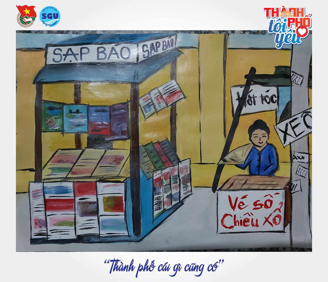 Sinh viên Đại học Sài Gòn khắc họa vẻ đẹp thành phố qua sản phẩm ký hoạ ảnh 1