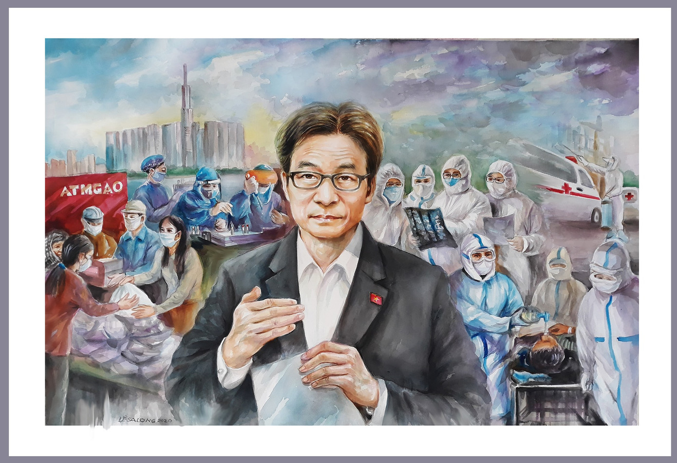 Vẽ tranh người nổi tiếng cùng khẩu trang 'thần thái' ảnh 7