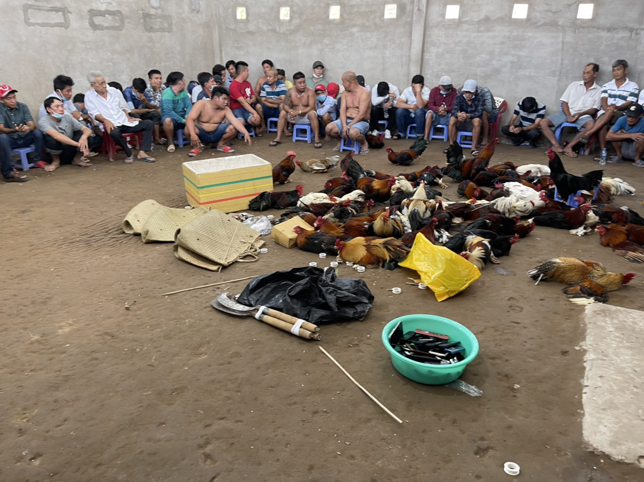 Triệt phá 2 trường gà ở Tiền Giang ngày mùng 2 Tết ảnh 1