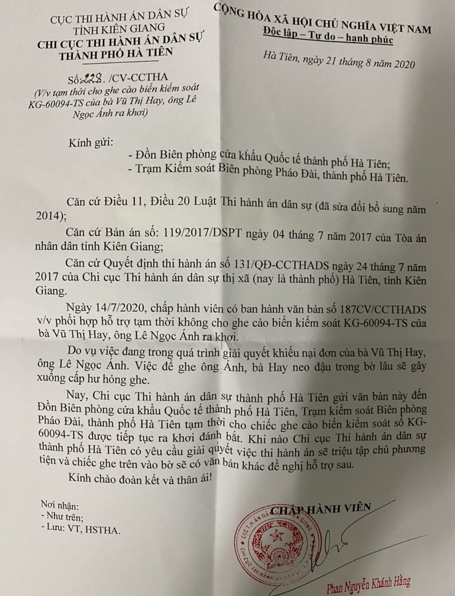Chi cục THADS TP. Hà Tiên bị 'tố' không giao tài sản cho người trúng đấu giá ảnh 2