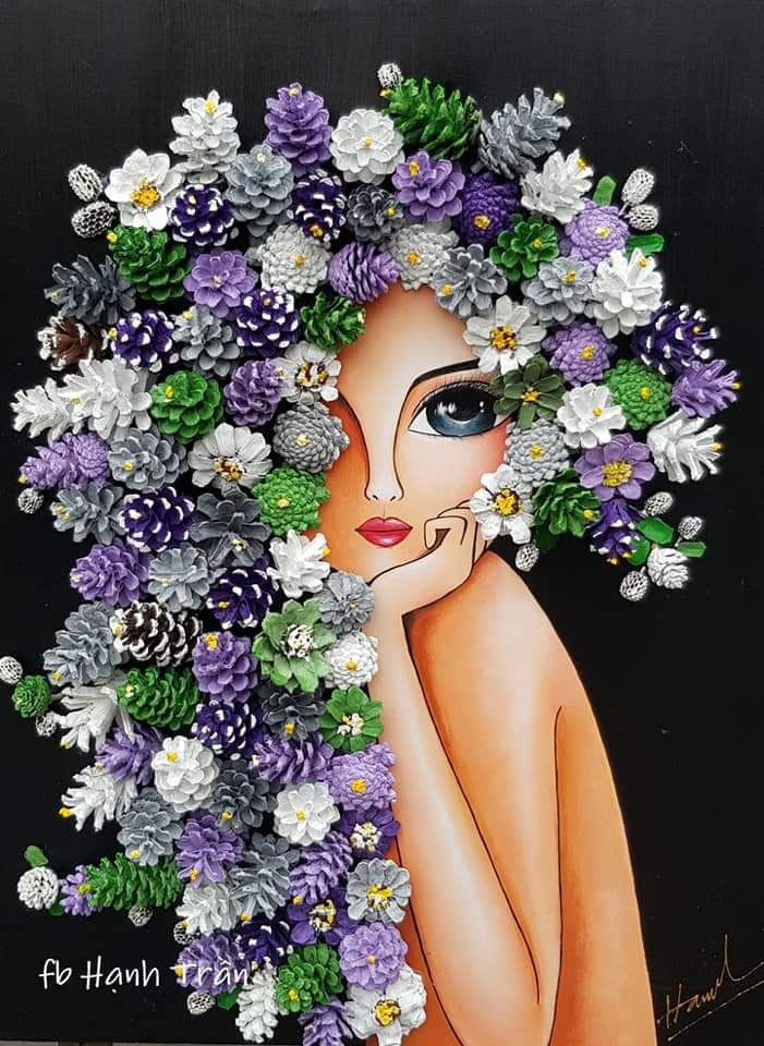 Tranh handmade độc đáo từ quả thông và dương liễu của nữ họa sĩ Đà Nẵng ảnh 2