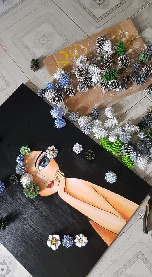Tranh handmade độc đáo từ quả thông và dương liễu của nữ họa sĩ Đà Nẵng ảnh 6