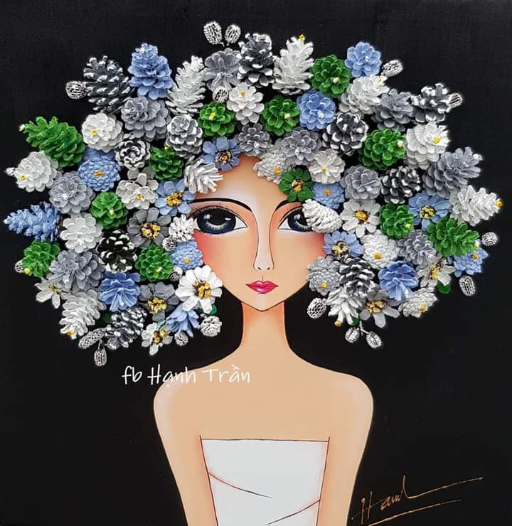 Tranh handmade độc đáo từ quả thông và dương liễu của nữ họa sĩ Đà Nẵng ảnh 1