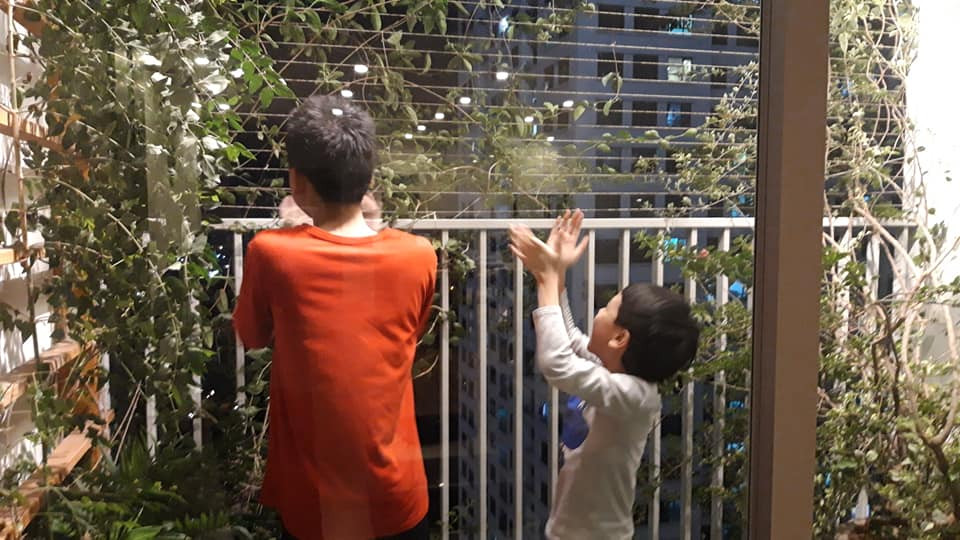 Cư dân chung cư vỗ tay, treo cờ cổ vũ phòng chống dịch COVID-19 ảnh 2