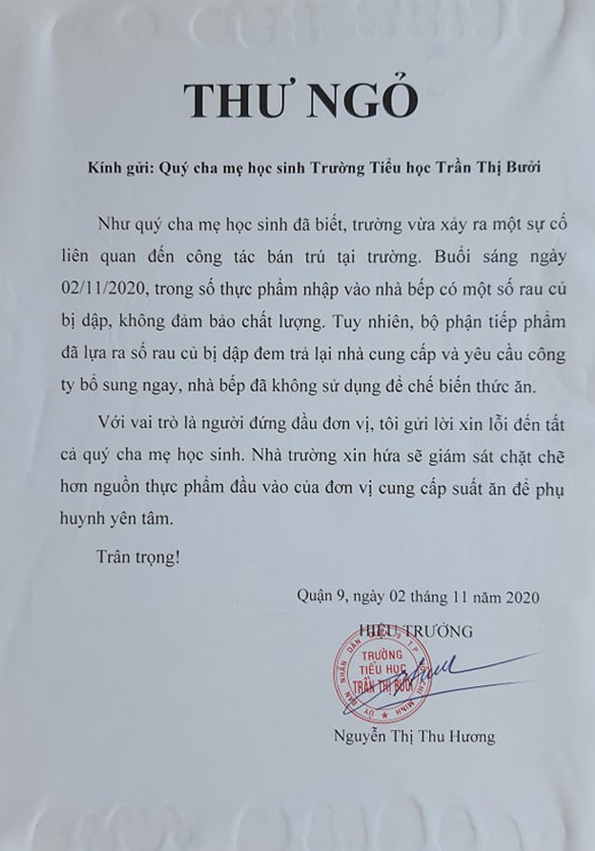 Vụ suất ăn bán trú ‘nghèo nàn': Hiệu trưởng nhận trách nhiệm, xin lỗi phụ huynh ảnh 6