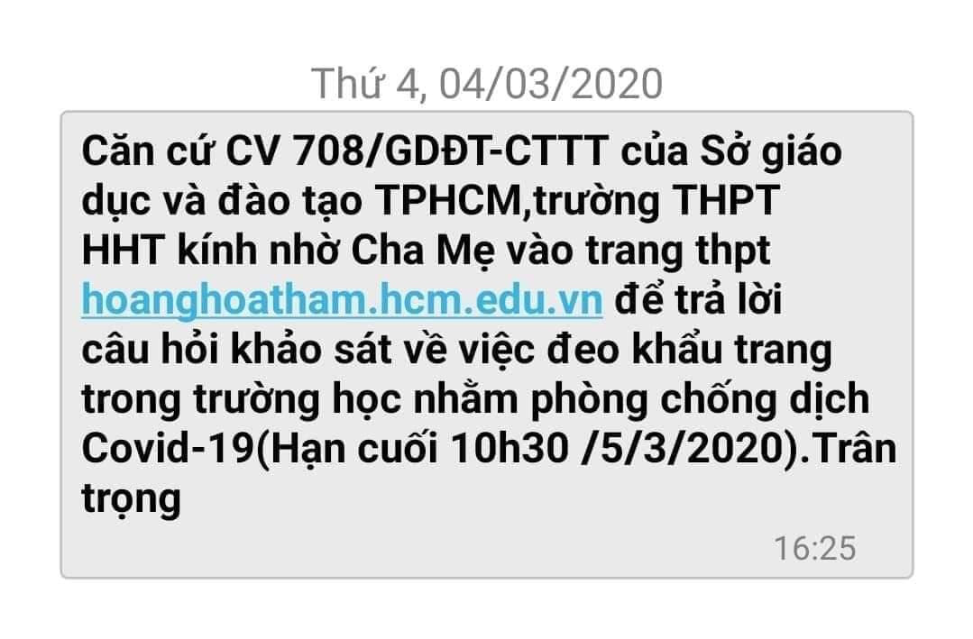 TPHCM khảo sát ý kiến phụ huynh việc đeo khẩu trang trong trường học ảnh 1