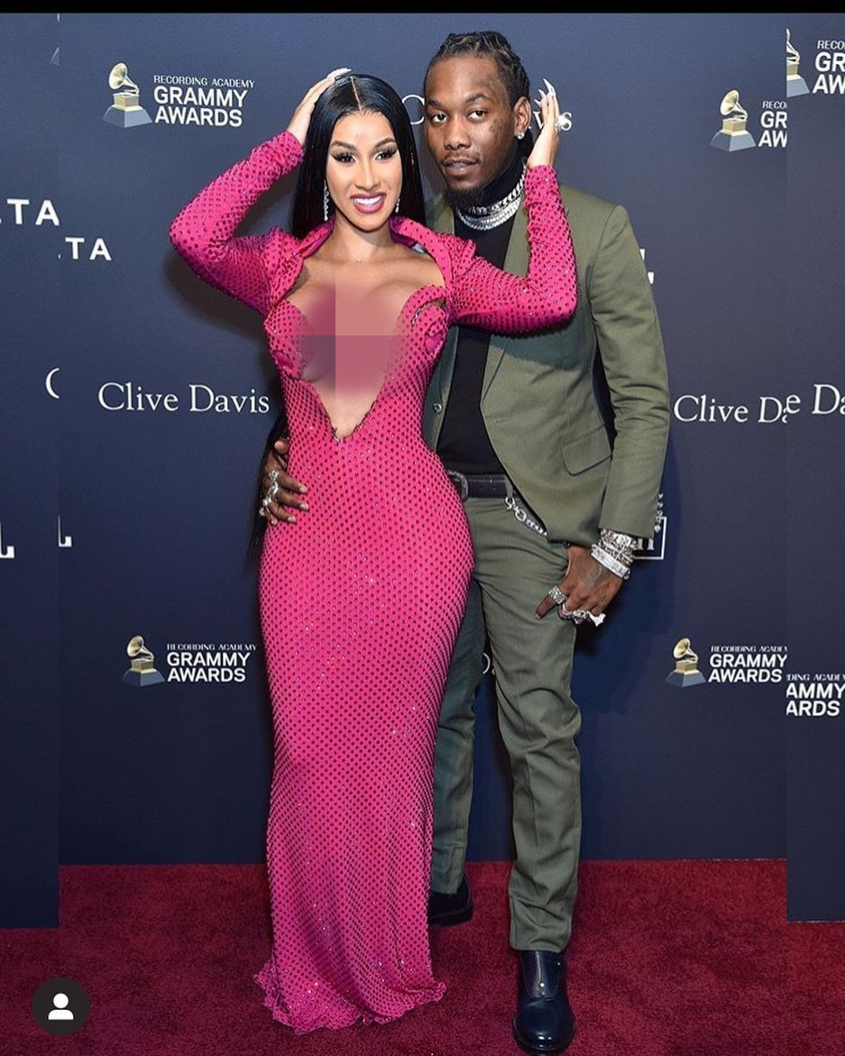 Đỏ mặt thấy nữ rapper nổi loạn Cardi B hở ngực bạo tại tiệc tiền Grammy ảnh 4