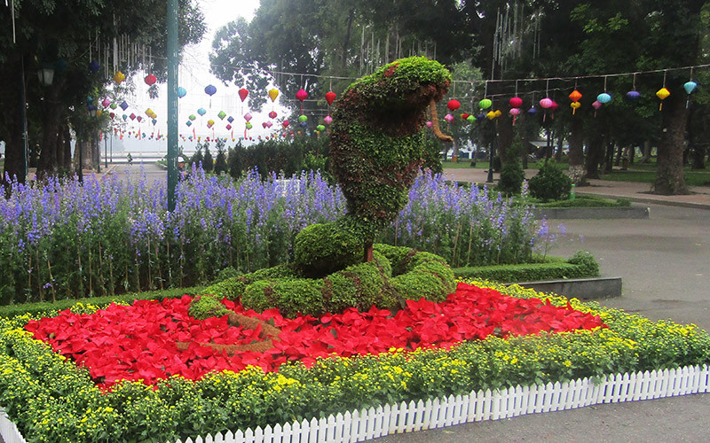 Độc đáo 12 con giáp bằng cây hoa nghệ thuật trong công viên Thống Nhất ảnh 2