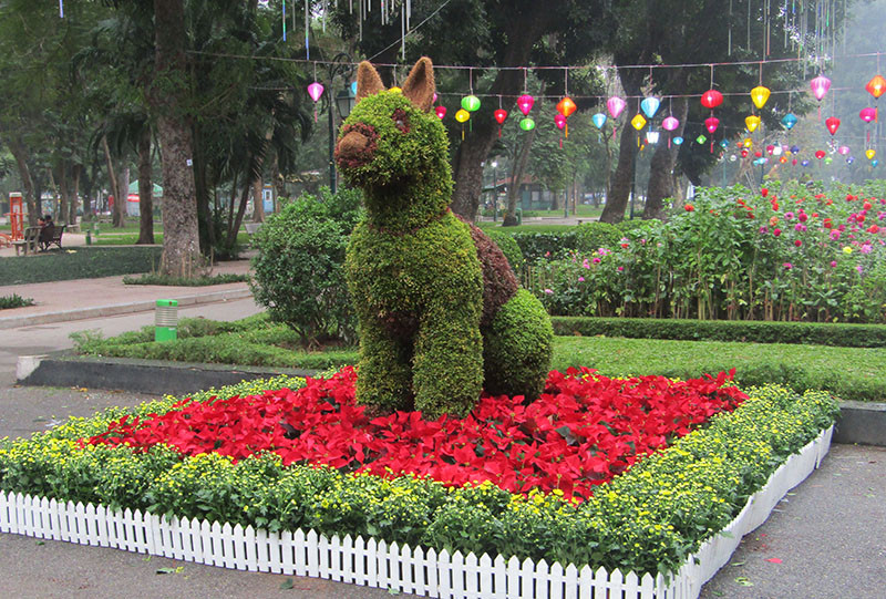 Độc đáo 12 con giáp bằng cây hoa nghệ thuật trong công viên Thống Nhất ảnh 8