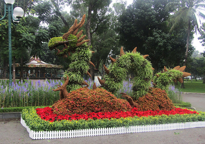Độc đáo 12 con giáp bằng cây hoa nghệ thuật trong công viên Thống Nhất ảnh 3