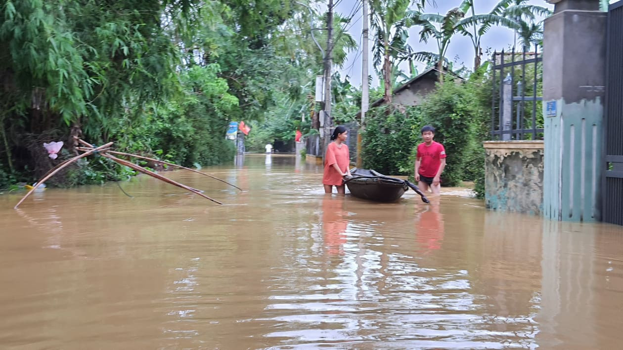 Lũ bất ngờ trở lại, người Huế đặt vó bắt cá giữa con phố ‘hóa’ thành sông ảnh 6