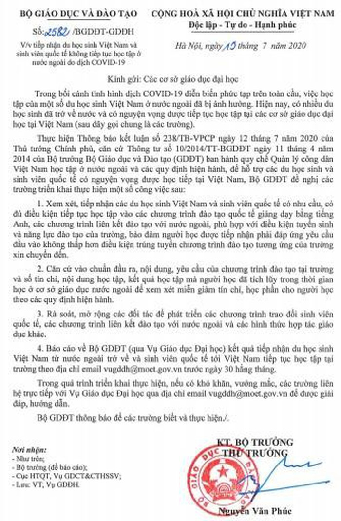 Du học sinh và sinh viên quốc tế được hỗ trợ chuyển tiếp học tại Việt Nam thế nào? ảnh 1