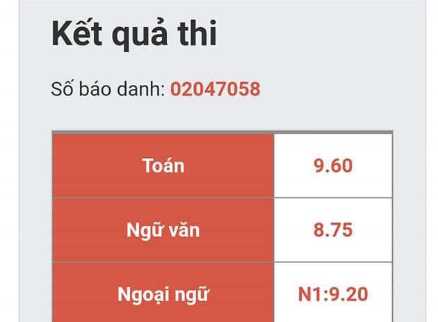 Bảng điểm Toán – Văn – Anh đáng ngưỡng mộ của Khánh Quân Cậu bạn “Văn Toán song toàn“: Toán đạt 9,6 điểm, Văn cũng suýt soát với 8,75 ảnh 1