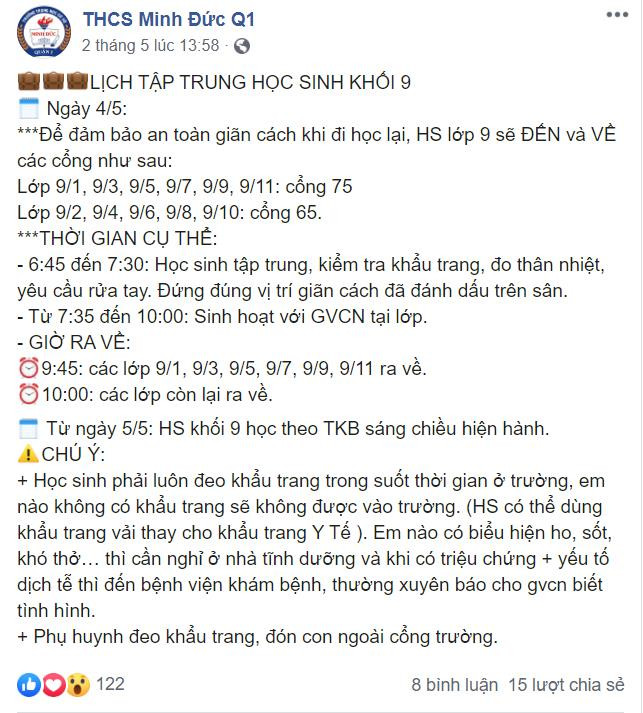 TP.HCM: Chia lịch học theo ca, xếp hàng cách 2m, học sinh đeo khẩu trang và đo thân nhiệt ảnh 6