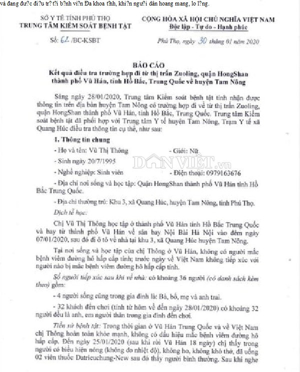 Thực hư tin đồn du học sinh Phú Thọ trở về từ Vũ Hán nhiễm virus Corona? ảnh 1
