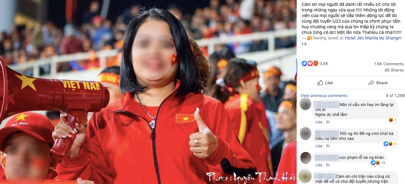 Nữ CĐV bị dân mạng công kích vì hát ‘Bay lên trời là bay ra ngoài’ ảnh 1