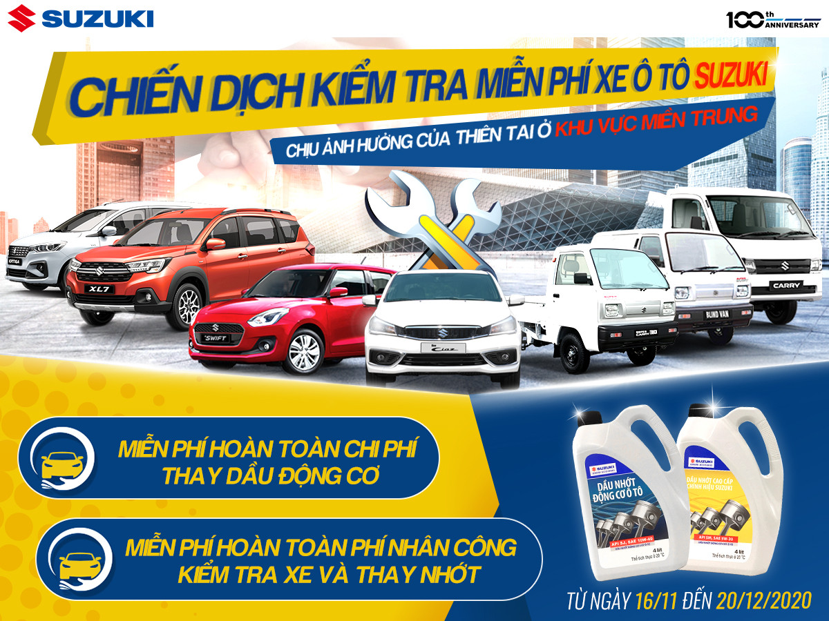 Đồng hành cùng miền Trung, Suzuki kiểm tra xe và thay dầu động cơ miễn phí ảnh 1
