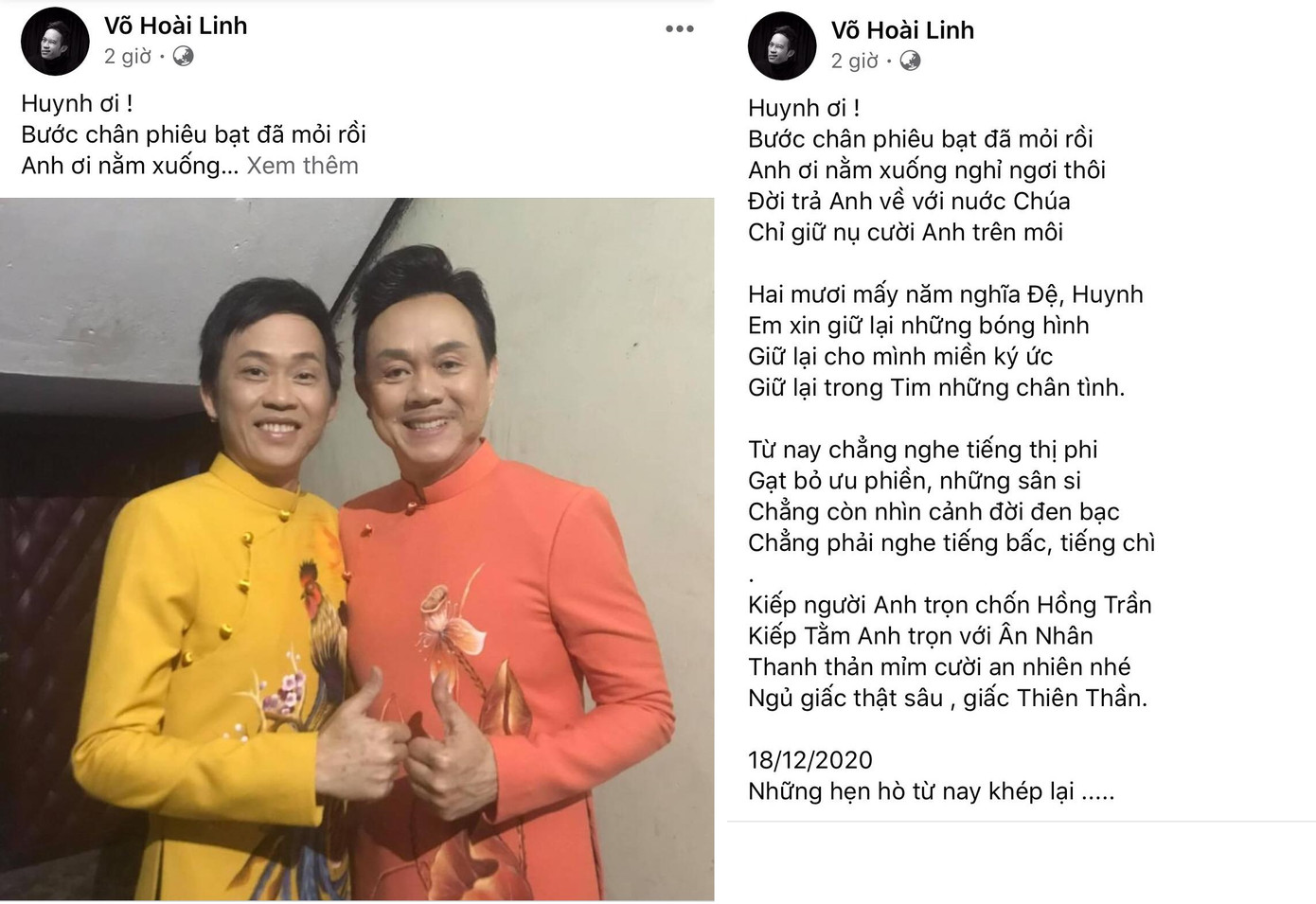 Khán giả động viên Hoài Linh, làm thơ đối bài thơ nam danh hài tiễn biệt Chí Tài ảnh 1