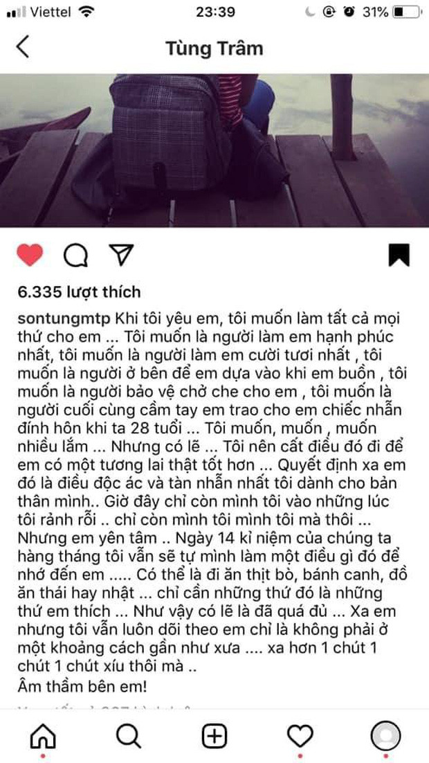 Bài đăng từ 7 năm trước của Sơn Tùng M-TP được netizen "đào" lại. Đào lại Instagram, netizen nghi vấn Sơn Tùng - Thiều Bảo Trâm từng suýt tan vỡ 7 năm trước ảnh 1