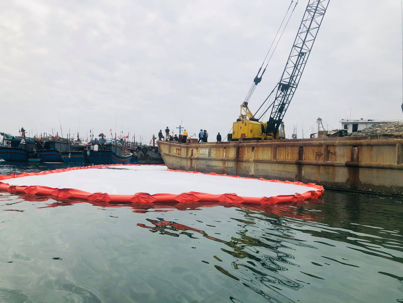 Khẩn trương xử lý sự cố tràn dầu trên âu thuyền, cảng cá Thọ Quang ảnh 2