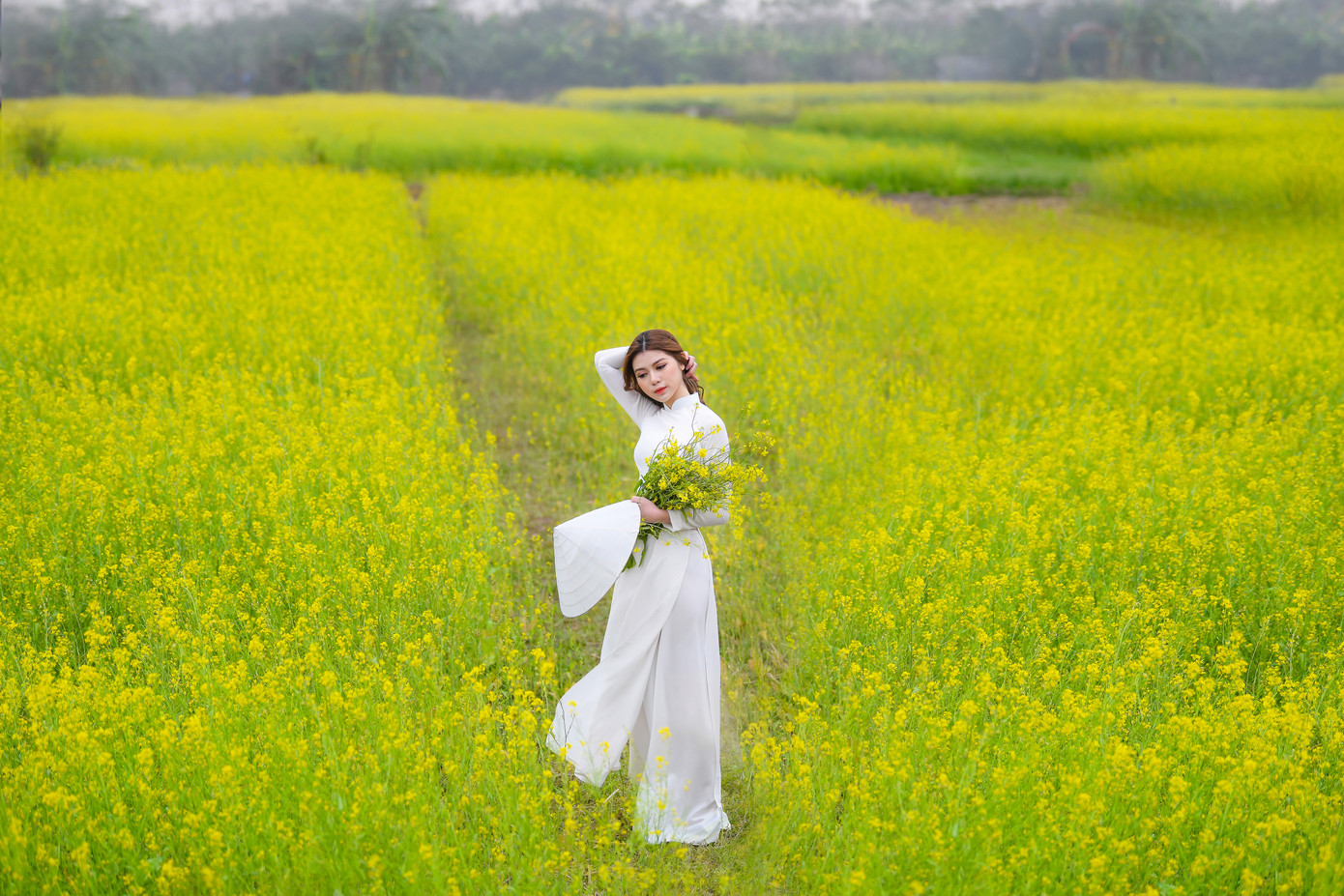 Nữ sinh Kinh Công đẹp dịu dàng giữa cánh đồng hoa cải vàng rực rỡ ảnh 6