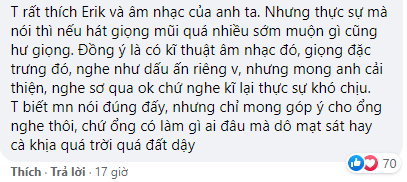 ...cho đến những bình luận mang tính góp ý xây dựng. Erik thành chủ đề tranh cãi trước ngày ra MV mới: Kẻ chê kĩ năng, người hết lòng bênh vực ảnh 2