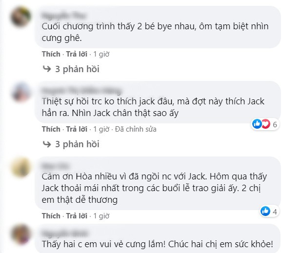 Người hâm mộ thể hiện sự yêu mến đối với hai nghệ sĩ. Hòa Minzy đăng ảnh cùng Jack, khẳng định ở lại đến hết lễ trao giải Làn Sóng Xanh ảnh 5