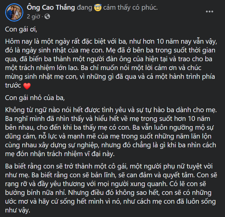 Ông Cao Thắng viết bức thư gửi con gái tương lai. Xúc động với bức thư gửi con gái tương lai của Ông Cao Thắng nhân dịp sinh nhật Đông Nhi ảnh 2