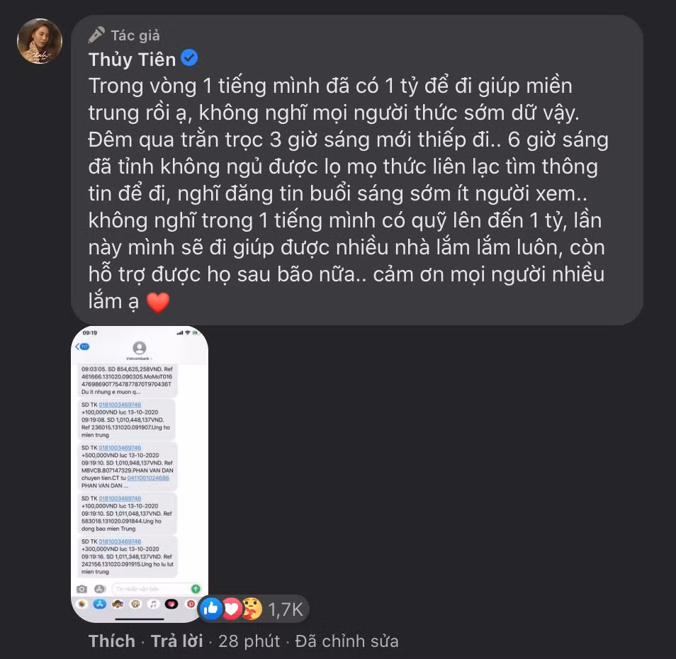 Thủy Tiên, H'Hen Niê cùng loạt sao Việt kêu gọi ủng hộ đồng bào miền Trung trong mùa bão ảnh 2