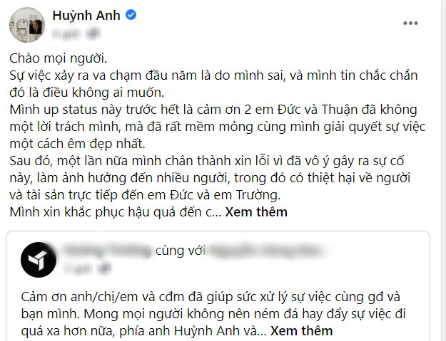 Bị tố vô trách nhiệm sau khi gây tai nạn giao thông, Huỳnh Anh chính thức lên tiếng xin lỗi ảnh 1
