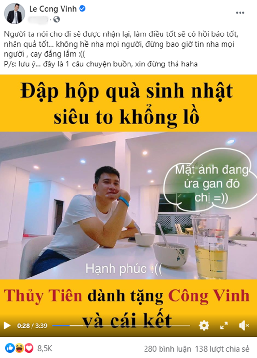 Showbiz 18/12: Công Vinh-Thủy Tiên bị chỉ trích vì clip ‘đập hộp quà sinh nhật' ảnh 1
