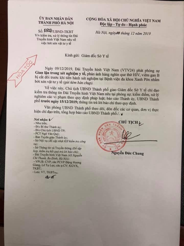 Chủ tịch Hà Nội chỉ đạo xử nghiêm vụ 'cắt đôi que xét nghiệm HIV' ảnh 1