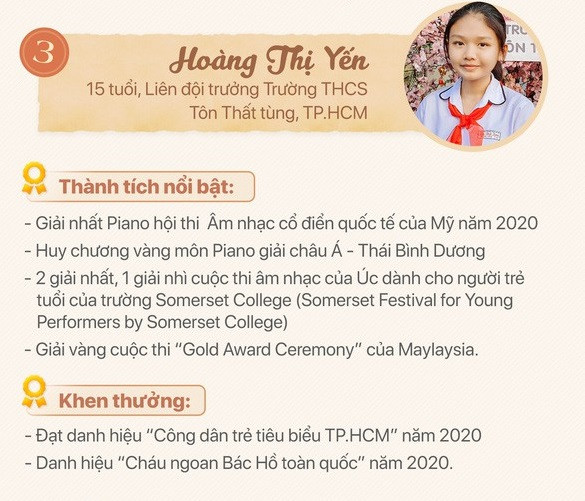 Thành tích của Hoàng Thị Yến. Gương mặt trẻ Việt Nam tiêu biểu 2020: Chuyện chưa kể của 2 đề cử nhỏ tuổi nhất ảnh 3