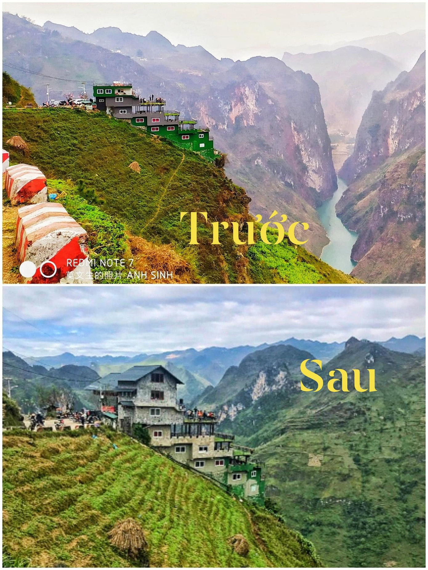 Panorama trước và sau khi sửa. (Ảnh: VPC Group) Tại sao diện mạo mới của Panorama Mã Pí Lèng (Hà Giang) khiến dân mạng tranh cãi gay gắt? ảnh 1
